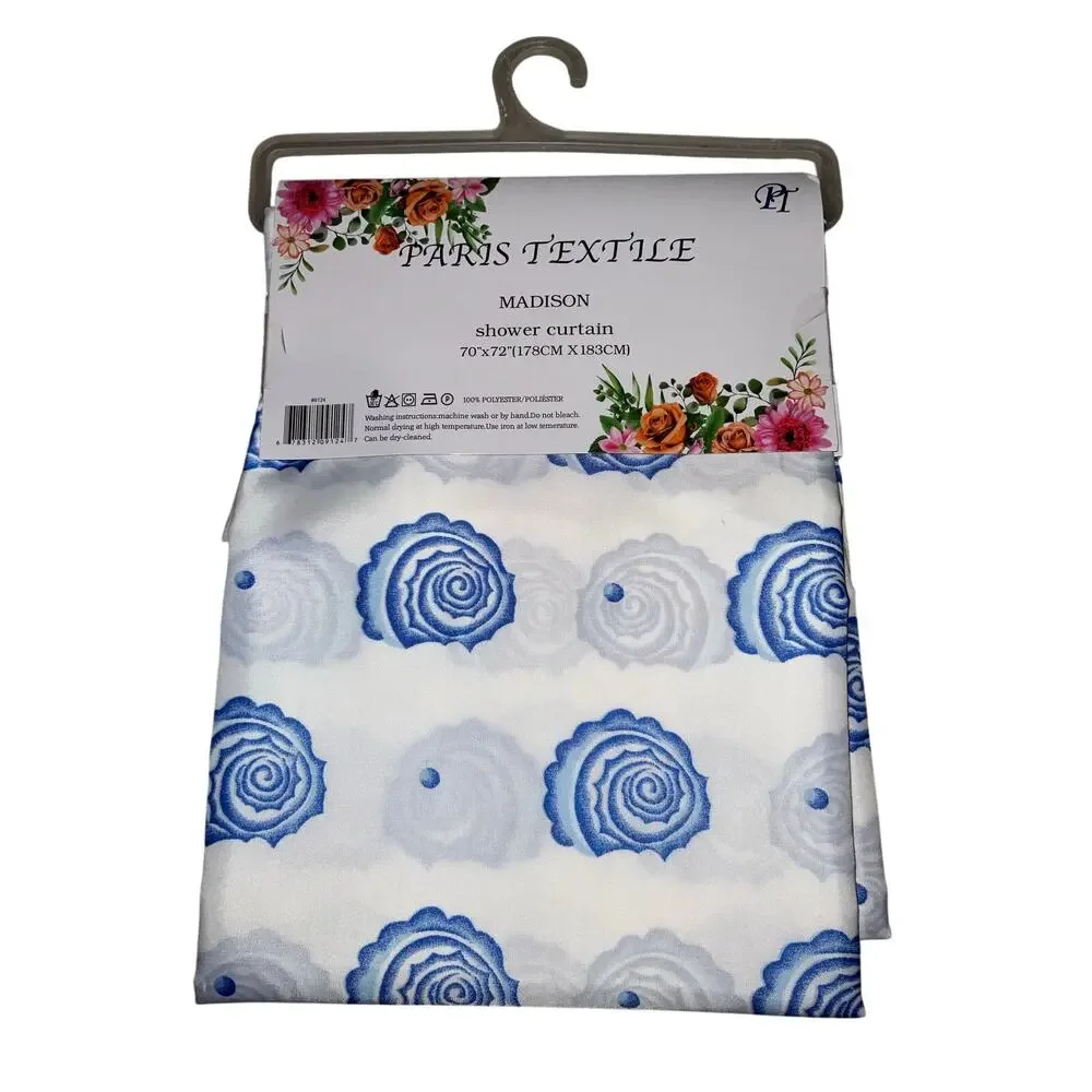 Paris Textile Madison Blue Floral Shower Curtain 70x72